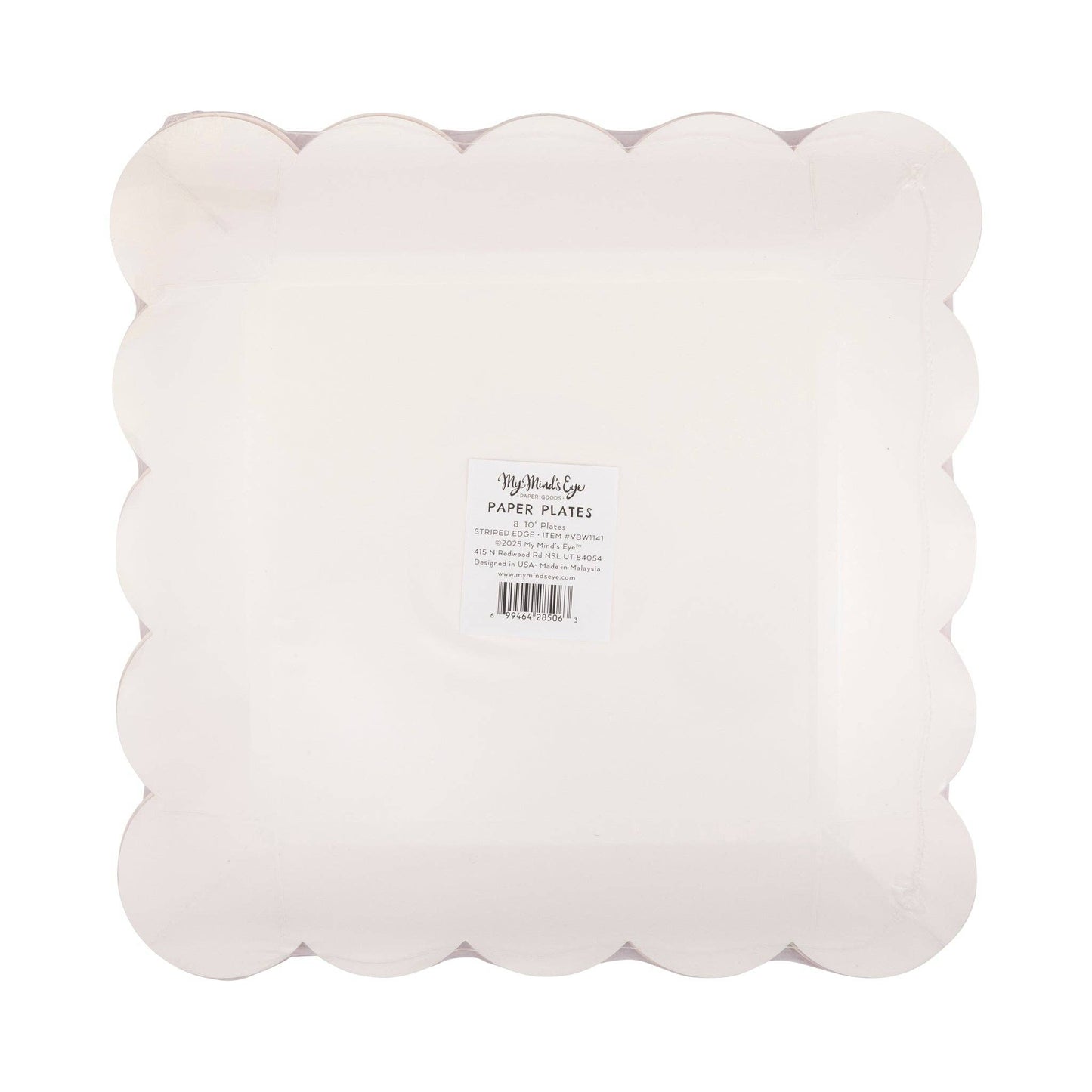 Striped Edge Scalloped Square Plate