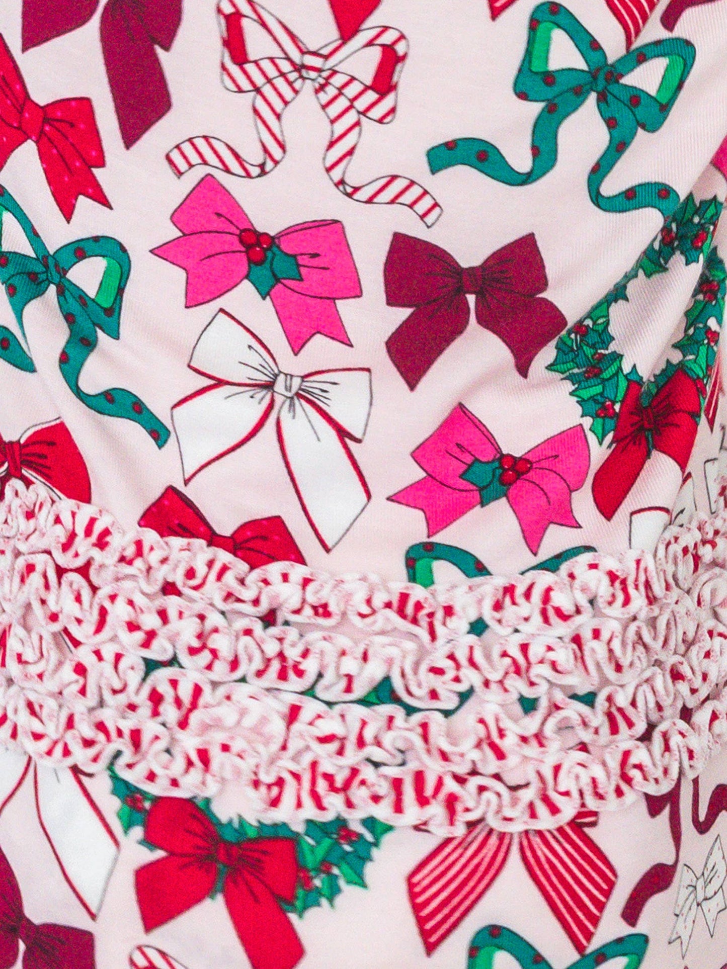 Baby Girls Bamboo Viscose Holly Bows Convertible Ruffle One Piece Footie Pajama