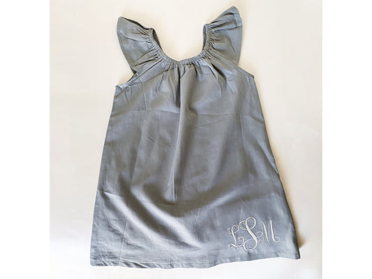 Girl's 100% Cotton Dress, Monogrammed, Embroidered, Back to school dress, Baby Gift, Birthday Gift