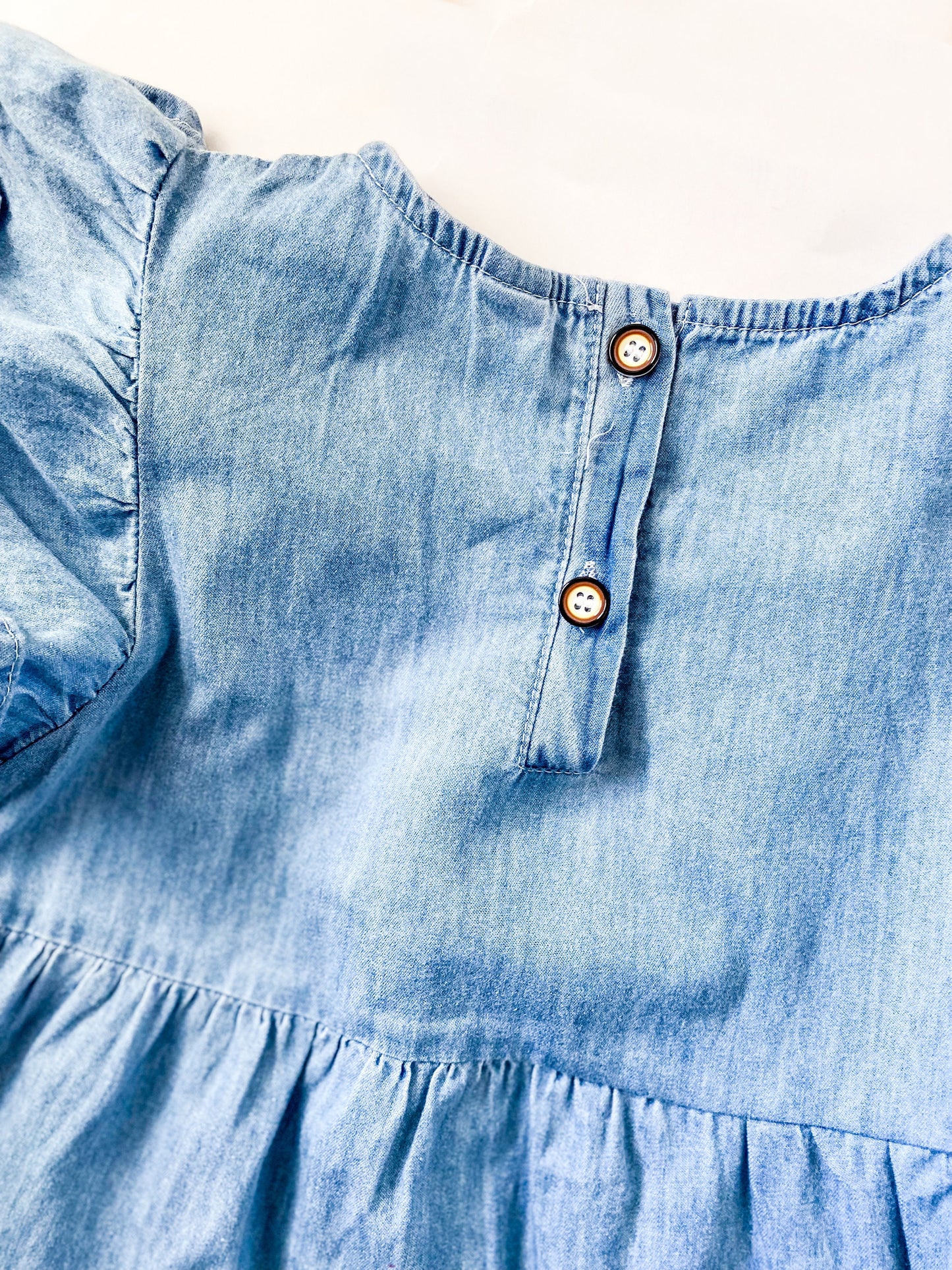 Girls monogrammed Denim Dress, Embroidered Tiered Dress, Birthday Gift, Summer, Back to School