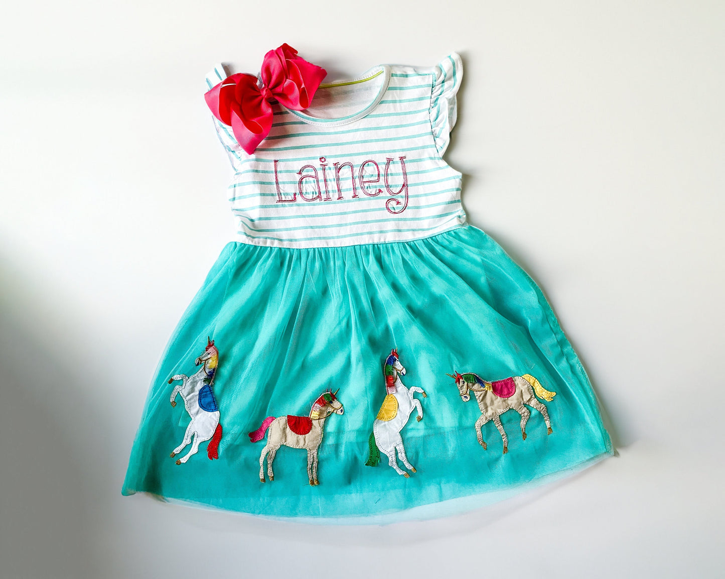 Girl's Personalized Pony Horse Dress, monogrammed toddler dress, birthday dress, birthday outfit, gift, tutu