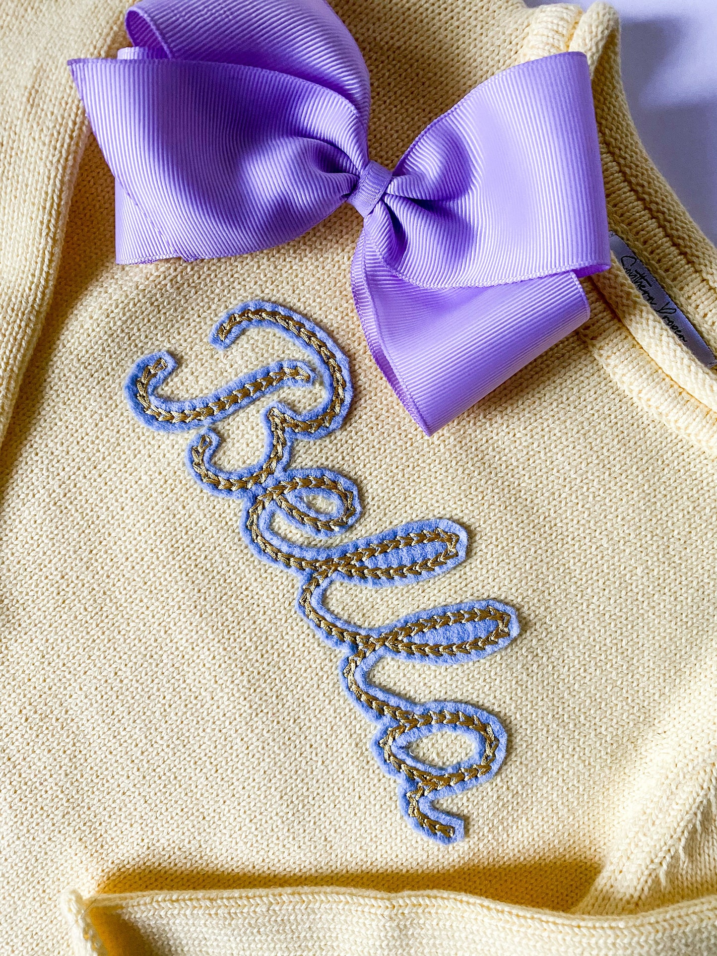 Monogrammed Felted Name 100% Cotton Rollneck Sweater, Matching Bow for Toddlers and Kids, High Quality Customized Winter, Gift, Christmas