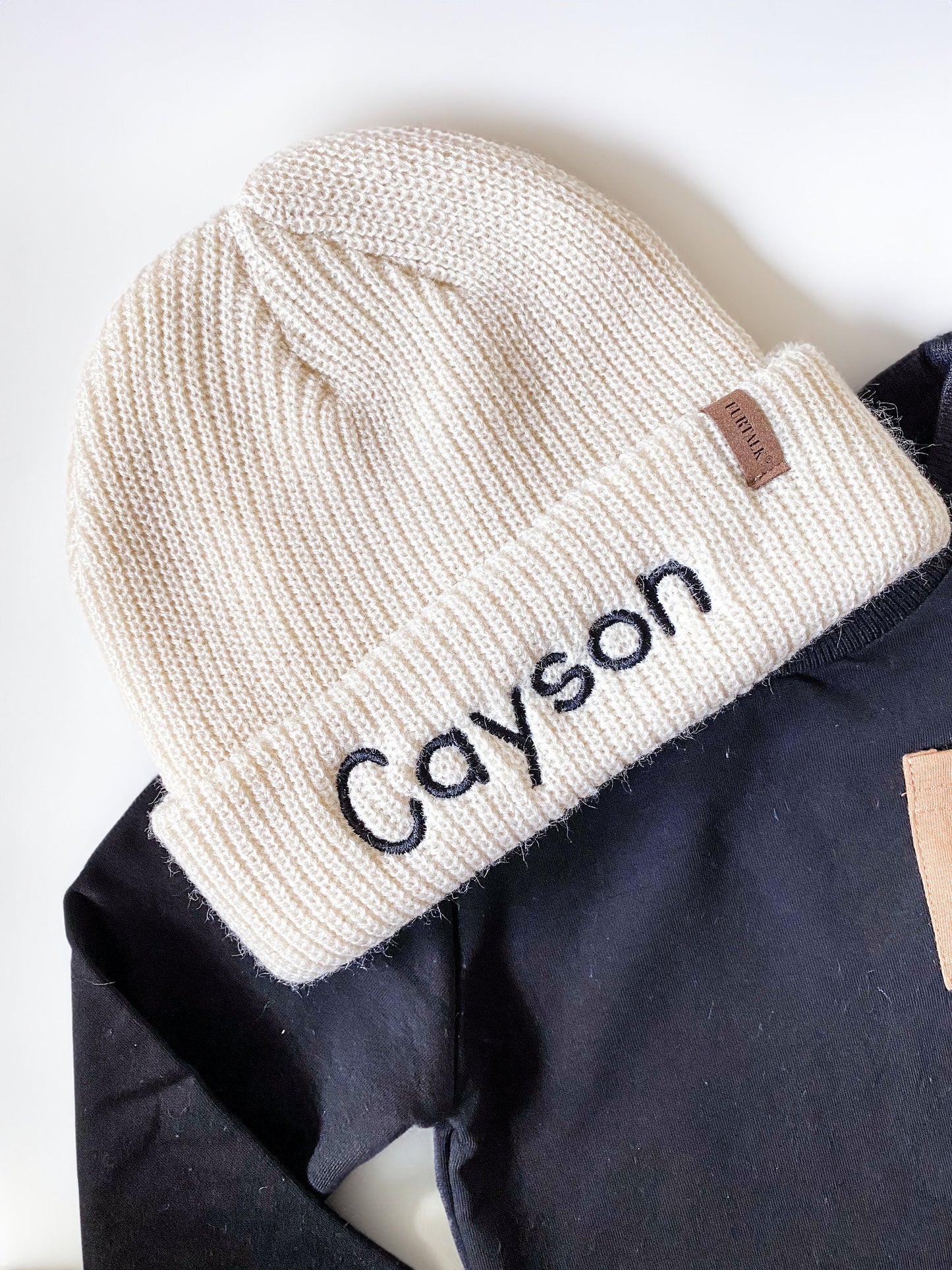 Custom Baby Boy Outfit: Monogrammed Beanie & Striped Sweatsuit