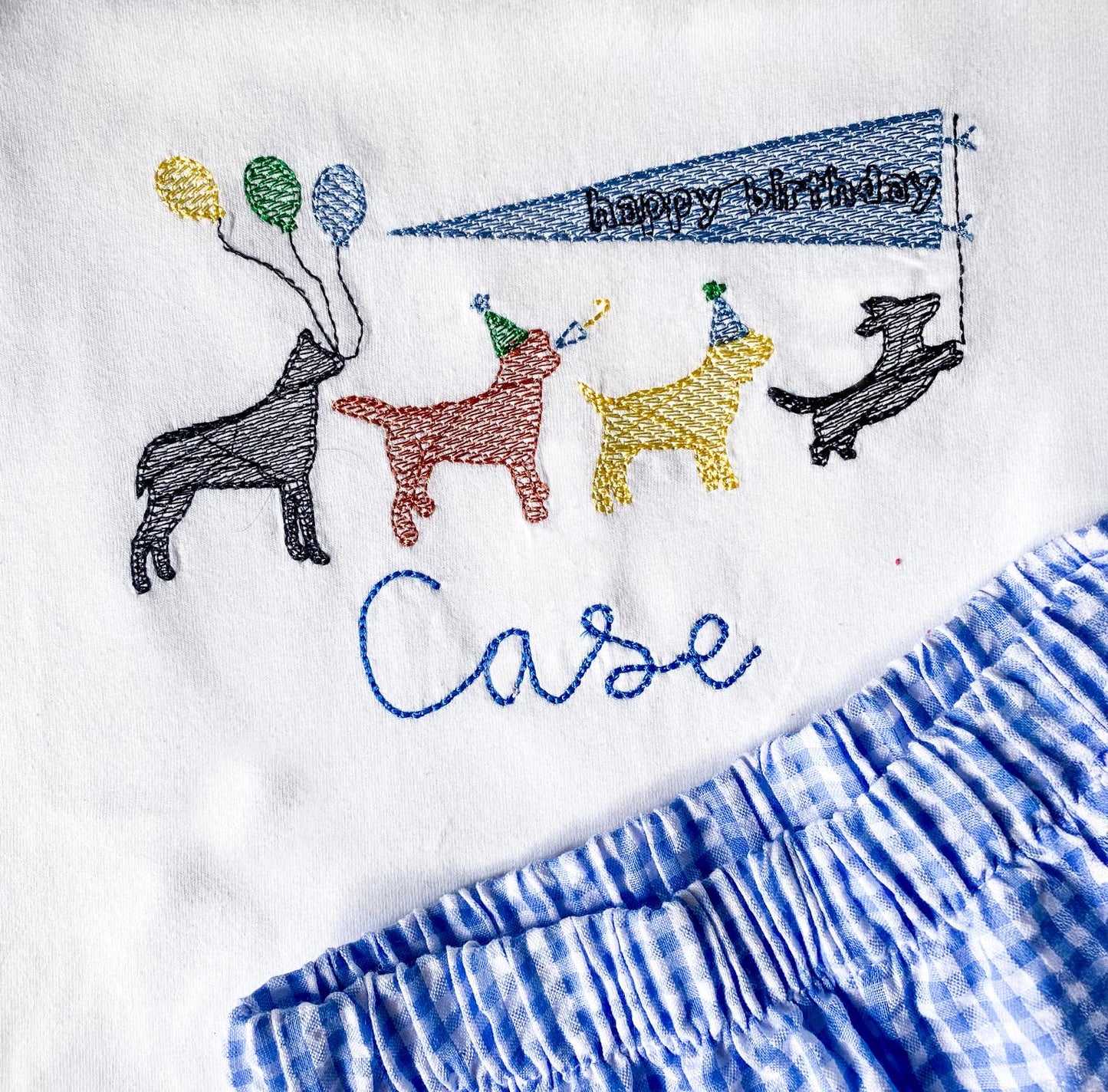 Embroidered Birthday Boy Puppy Outfit: Personalized Cotton Shirt & Shorts Set