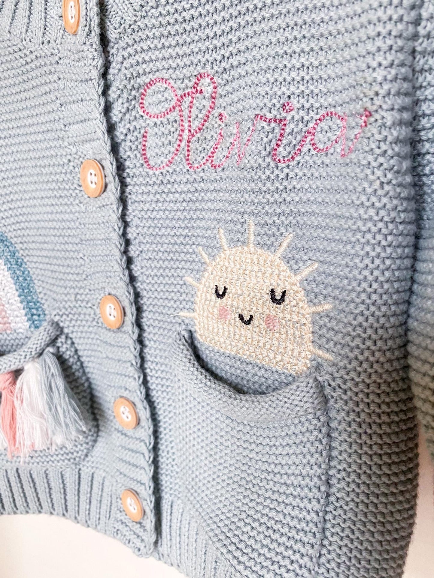 Embroidered Sunshine Rainbow Cardigan: Baby Girl, Toddler Photoshoot