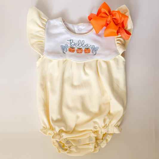 Fall Sibling Collection Baby Girl Pumpkin Bubble - Savannah Creations
