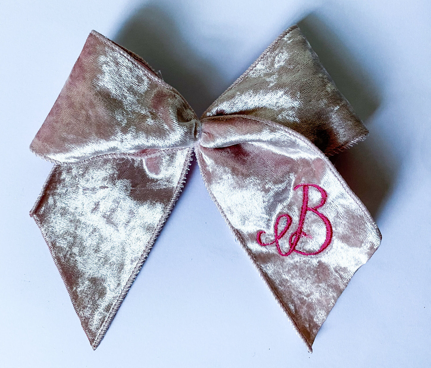 Girl's Monogrammed Velvet Hair Bow: Christmas Bow, Multiple Colors