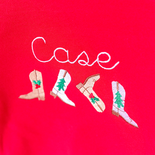 Howdy Holidays | Christmas Cowboy Boots Sweatshirt - Savannah Creations