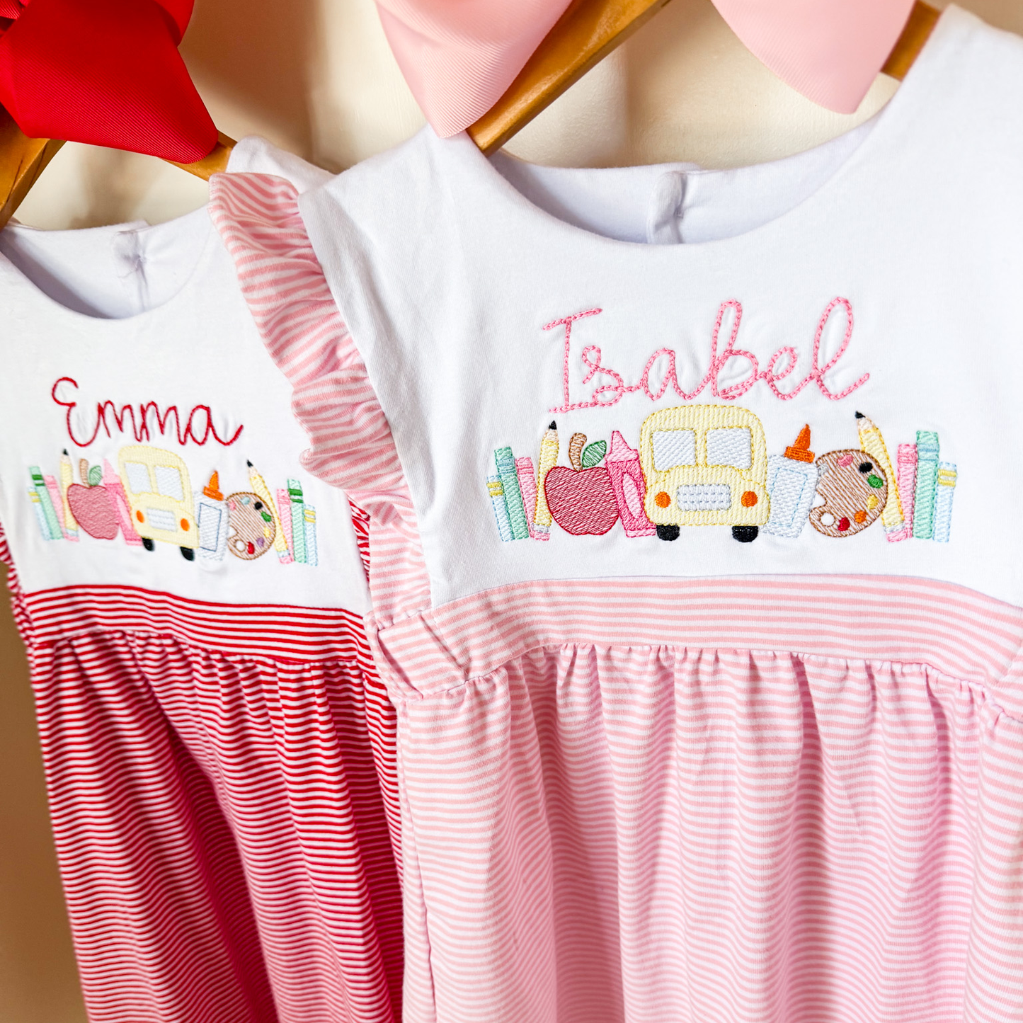 Personalized School Bus & Apple Dress