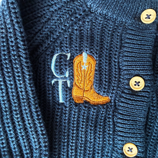 Baby Boy Little Cowboy Ribbed Cardigan