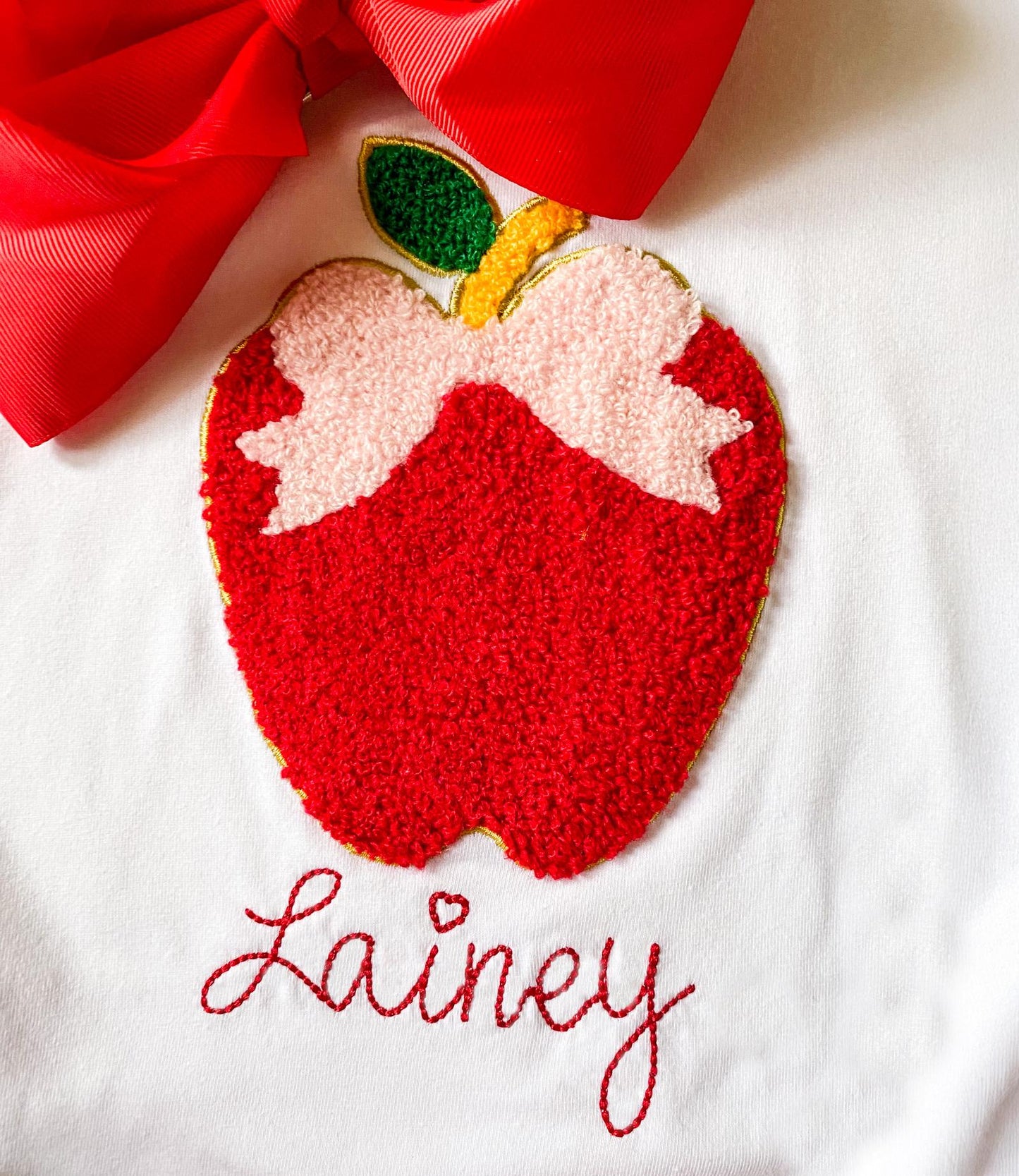 Monogrammed Apple Outfit: Embroidered Top & Tutu - First Day of School