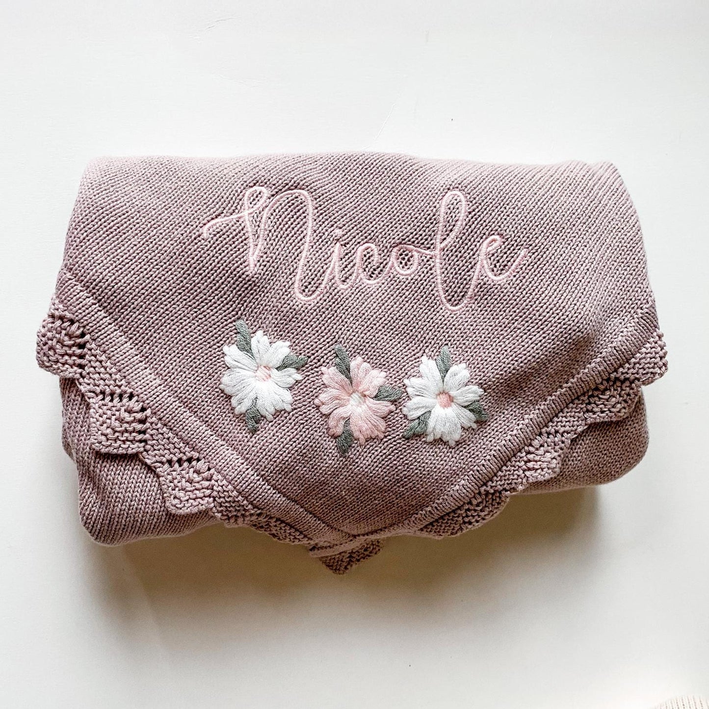 Monogrammed Baby Blanket: Custom Knit Cotton Receiving Blanket