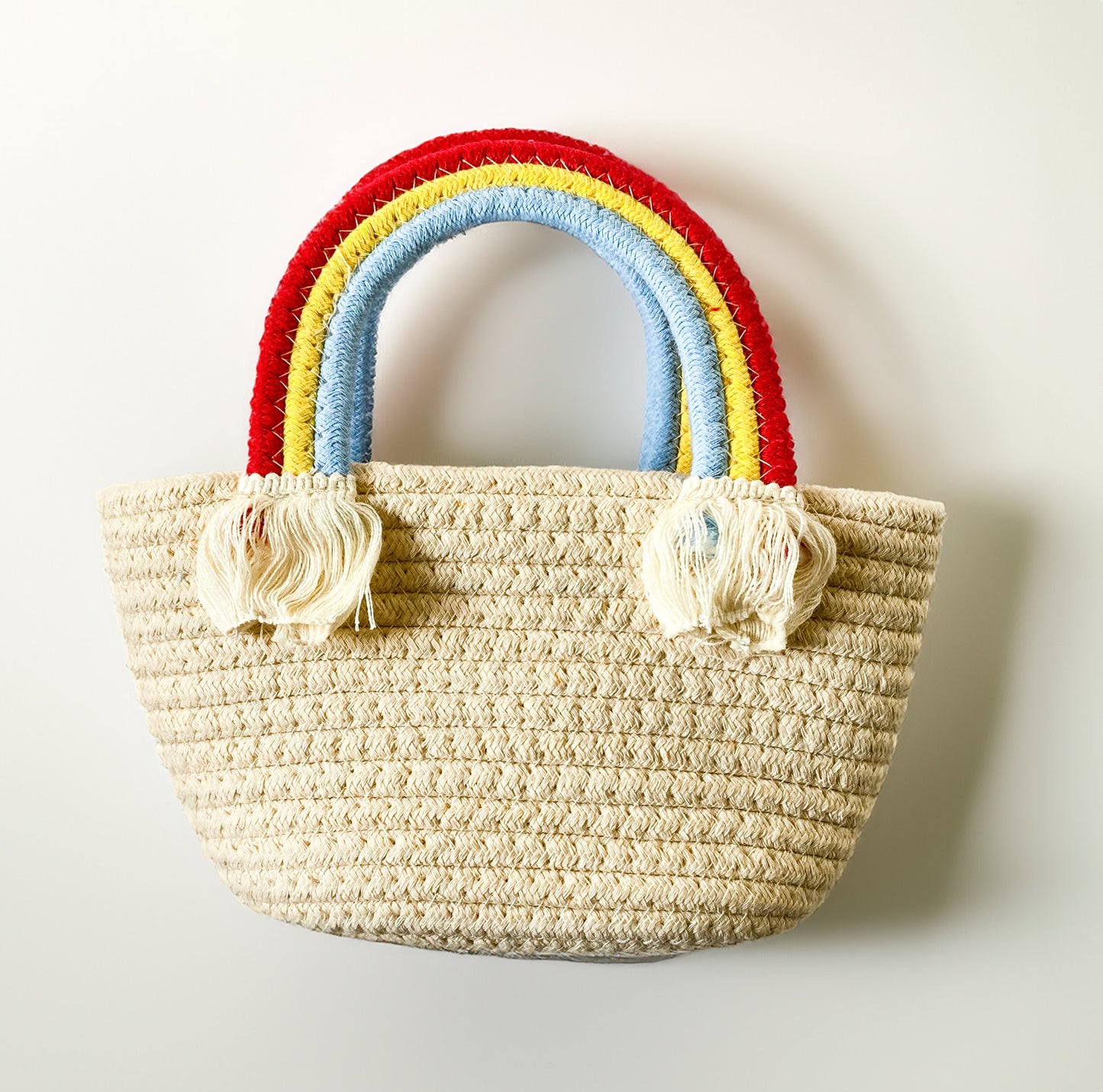Monogrammed Rainbow Handle Woven Purse: Kids Summer Accessory