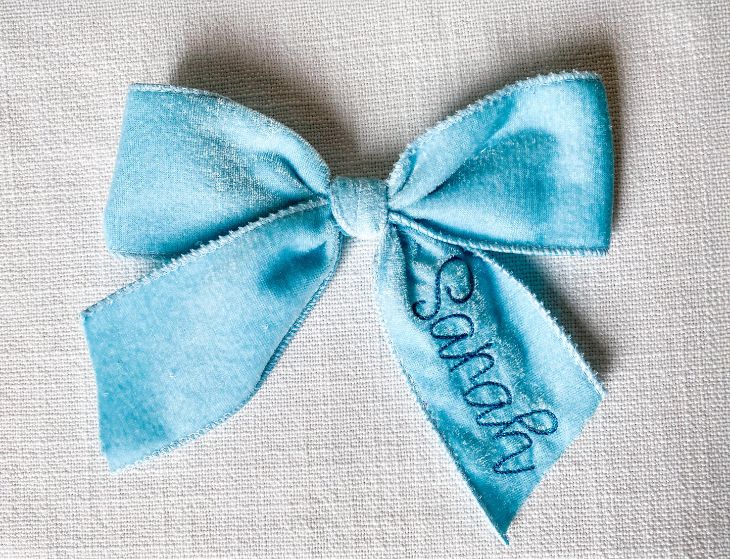 Monogrammed Velvet Christmas Tree Bow Ornament: Personalized Keepsake