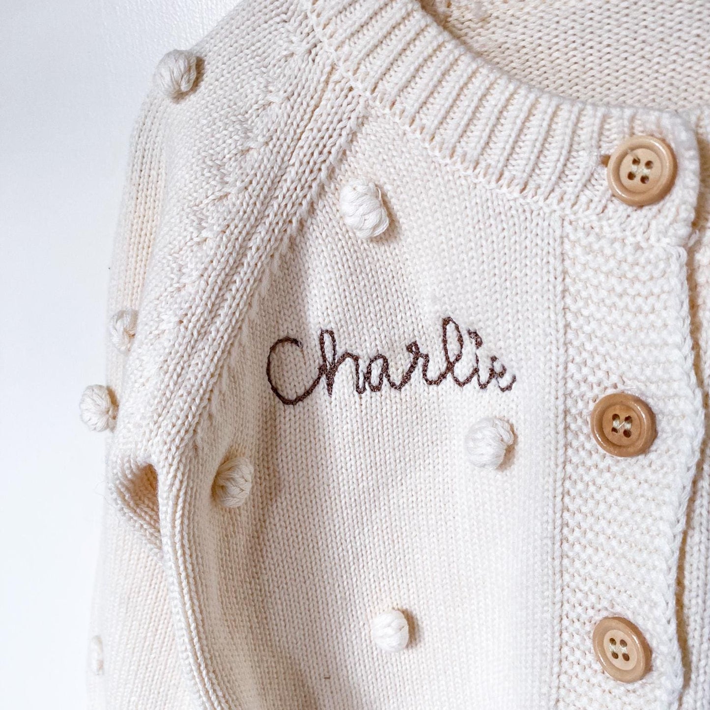 Girl’s Baby Monogrammed Customized Cardigan with Puff Details, Baby Shower Gift, Christmas Family Photos