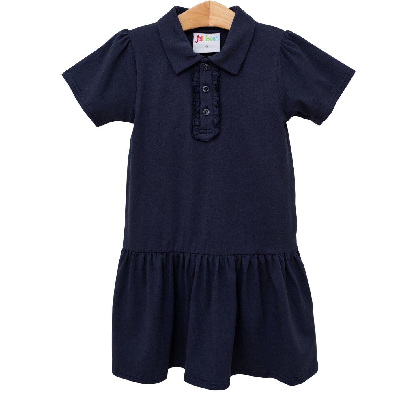 Girl's Ruffle Polo Dress- Navy