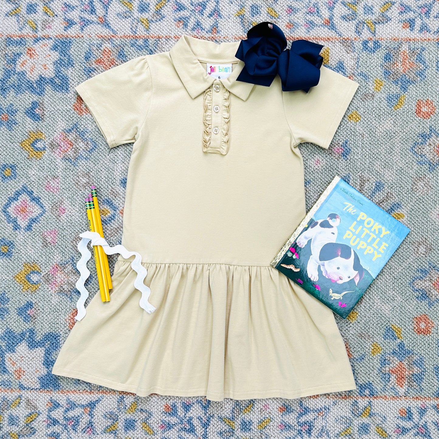 Girl's Ruffle Polo Dress- Khaki