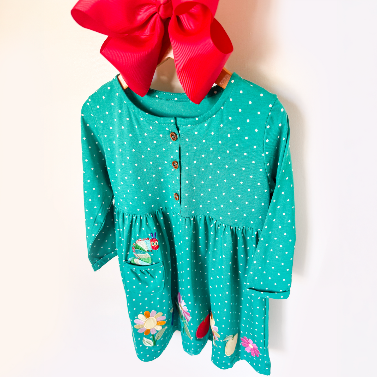 Girls Caterpillar Embroidered Dress