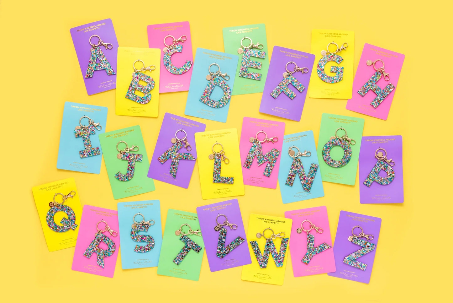 Colorful Confetti Letter Keychains A-Z