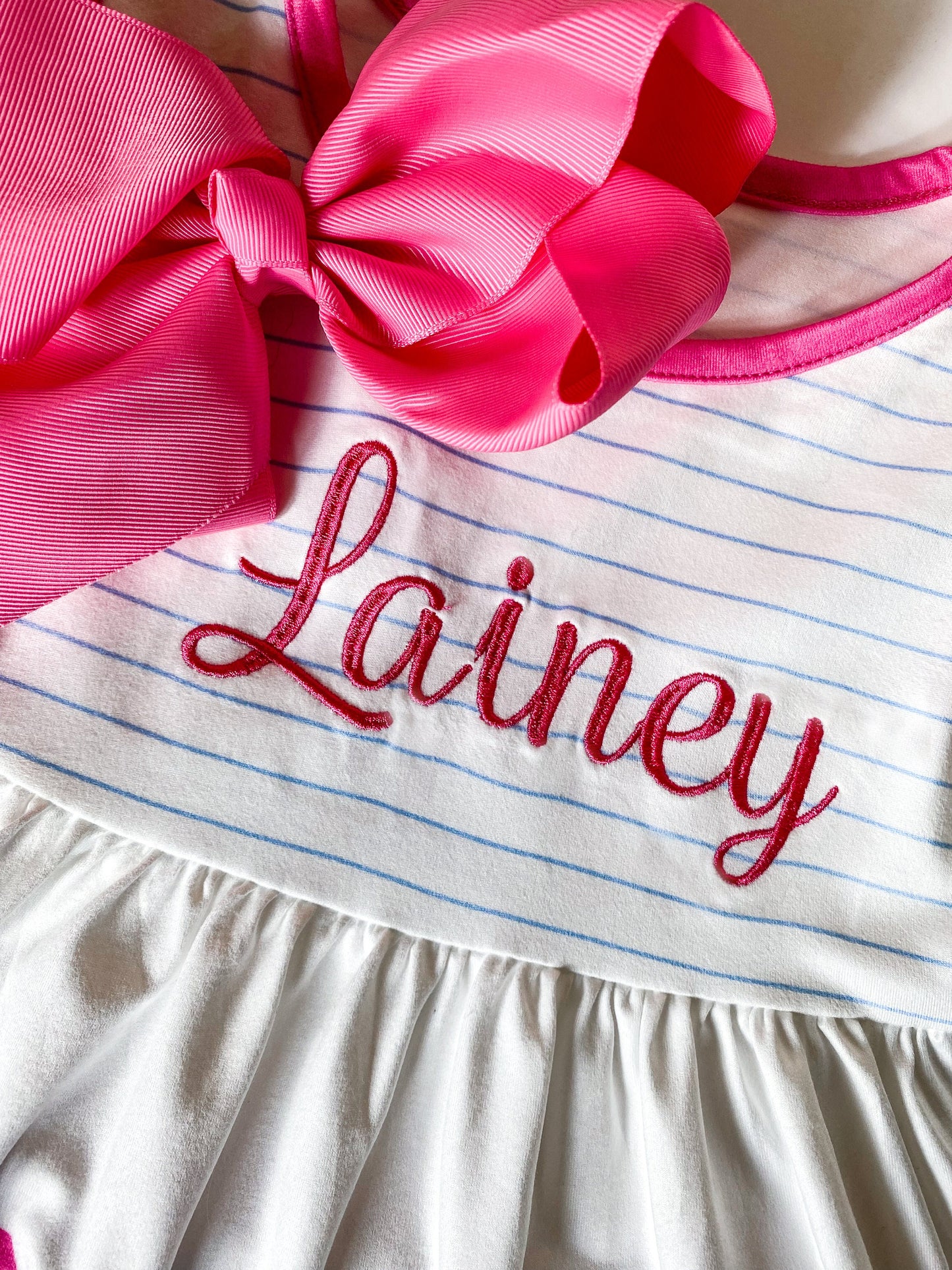 Girl's Back to School Monogrammed Crayon 2 Piece Outfit, Personalized 2 piece outfit with Shorts and Matching Bow