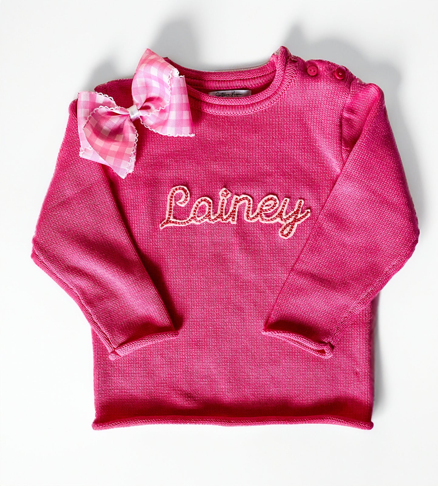 Monogrammed Felted Name 100% Cotton Rollneck Sweater, Matching Bow for Toddlers and Kids, High Quality Customized Winter, Gift, Christmas