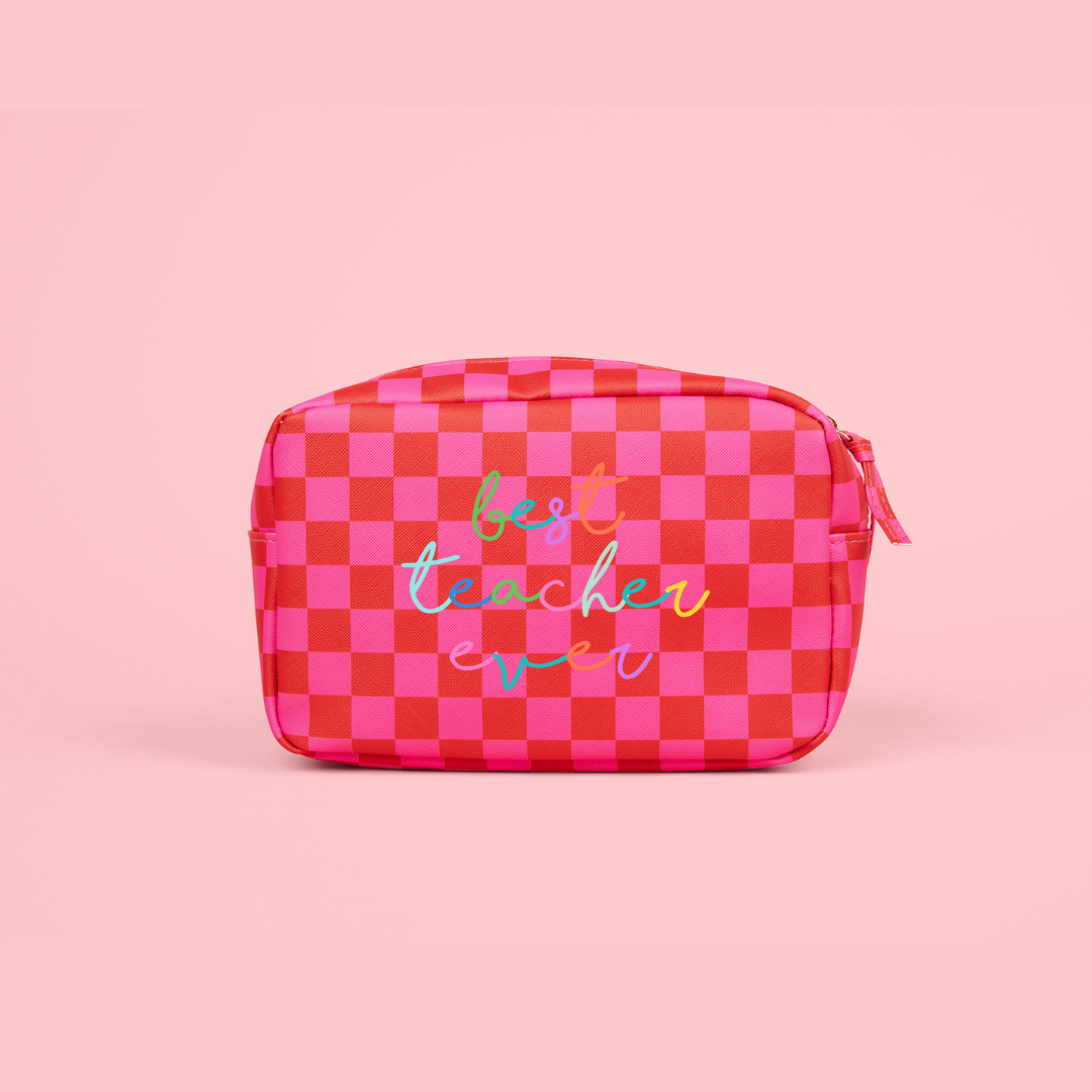 Best Teacher Ever Appreciation Check Pouch Bag Summer Gift