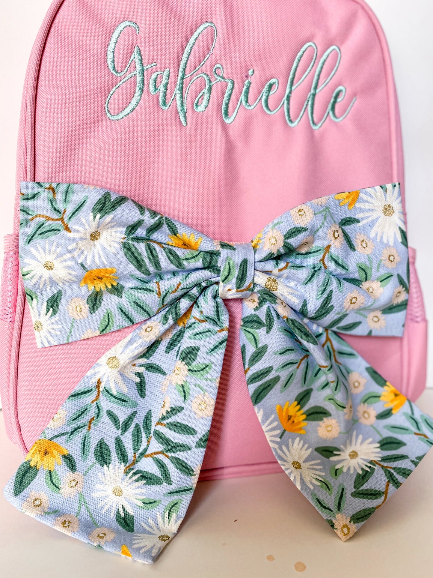 Girl's Monogrammed Bow Bag, Kindergarten, Preschool, School Backpack, Embroidery, Custom