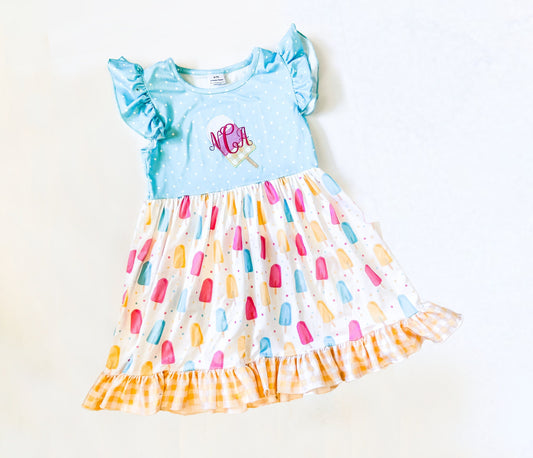Girls Monogrammed Summer Popsicle Dress, Summer Dress, Cozy, Custom, Birthday Gift, Party Dress