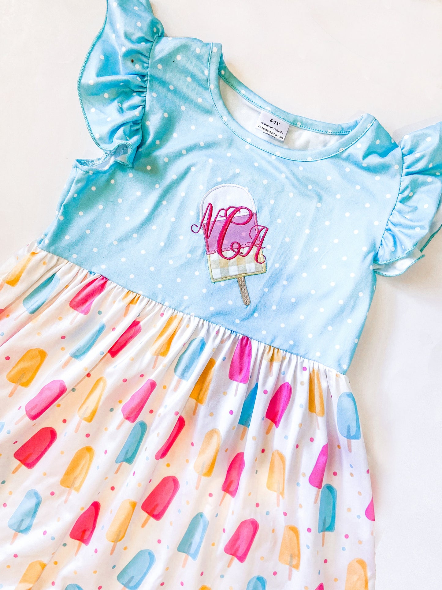 Girls Monogrammed Summer Popsicle Dress, Summer Dress, Cozy, Custom, Birthday Gift, Party Dress