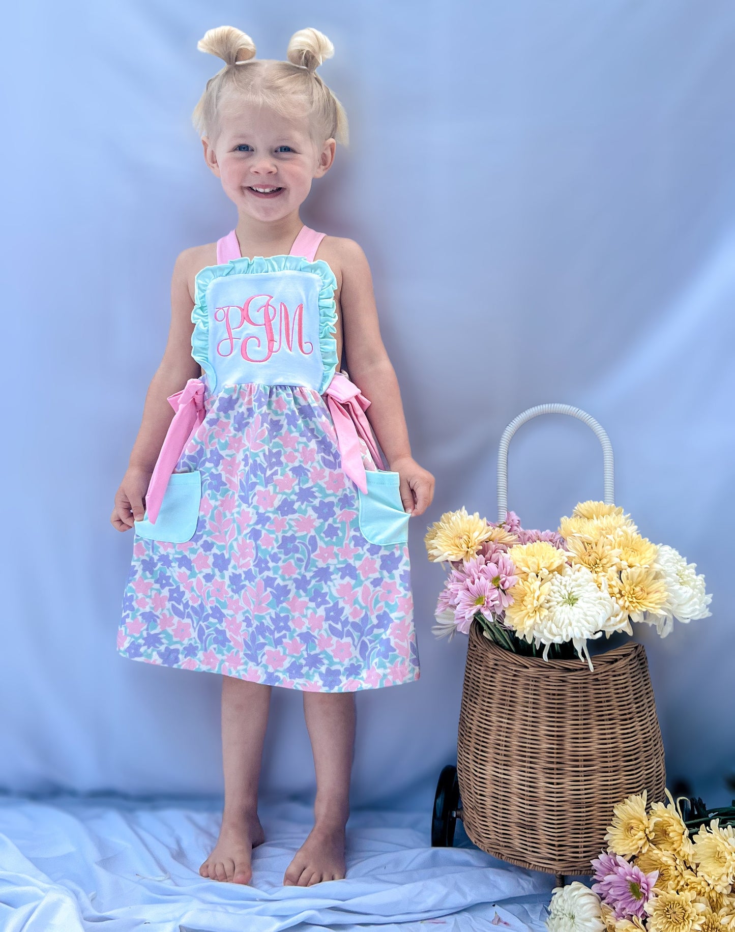 Girl's Embroidered Floral Spring Summer Dress