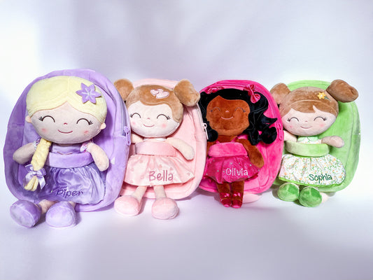 Monogrammed Girls Baby Doll and Backpack