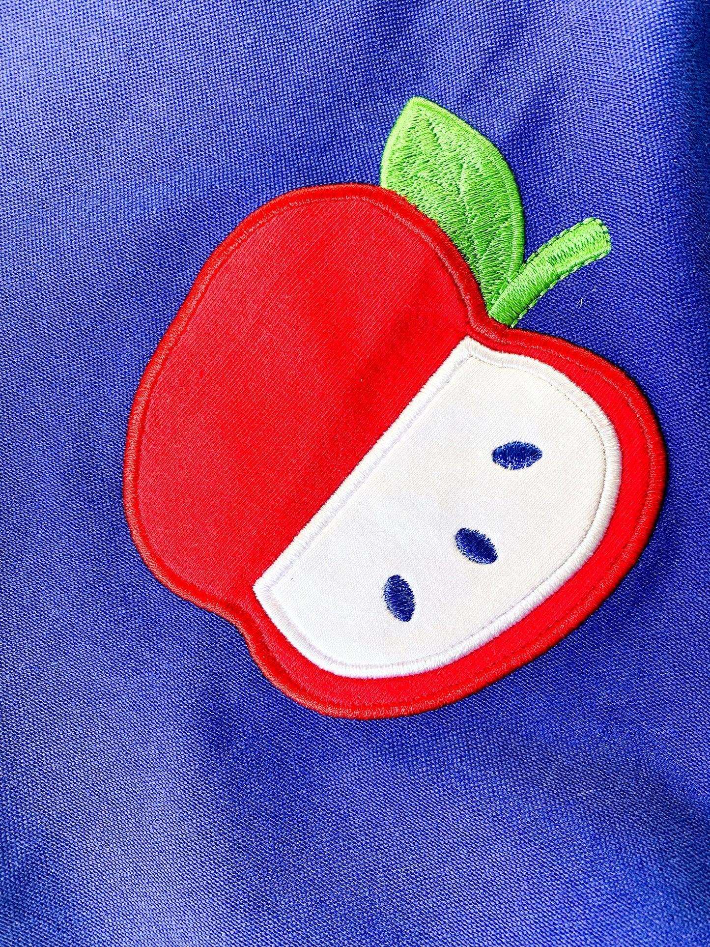 Girl's Back to School Monogrammed Neckline Apple Themed Dress, Personalized with Name, With Matching Bow