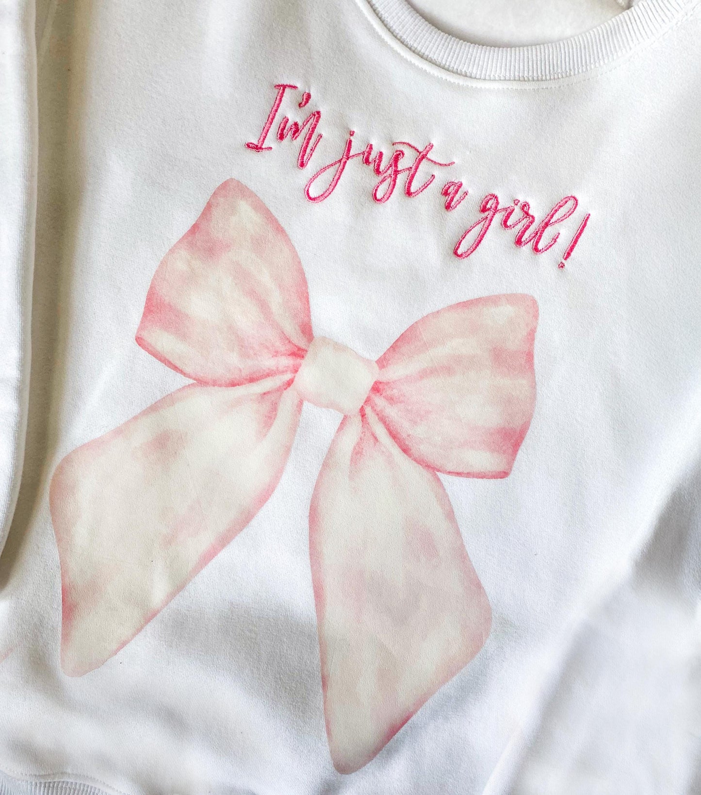 Im just a girl coquette fleece lined loose oversized sweatshirt