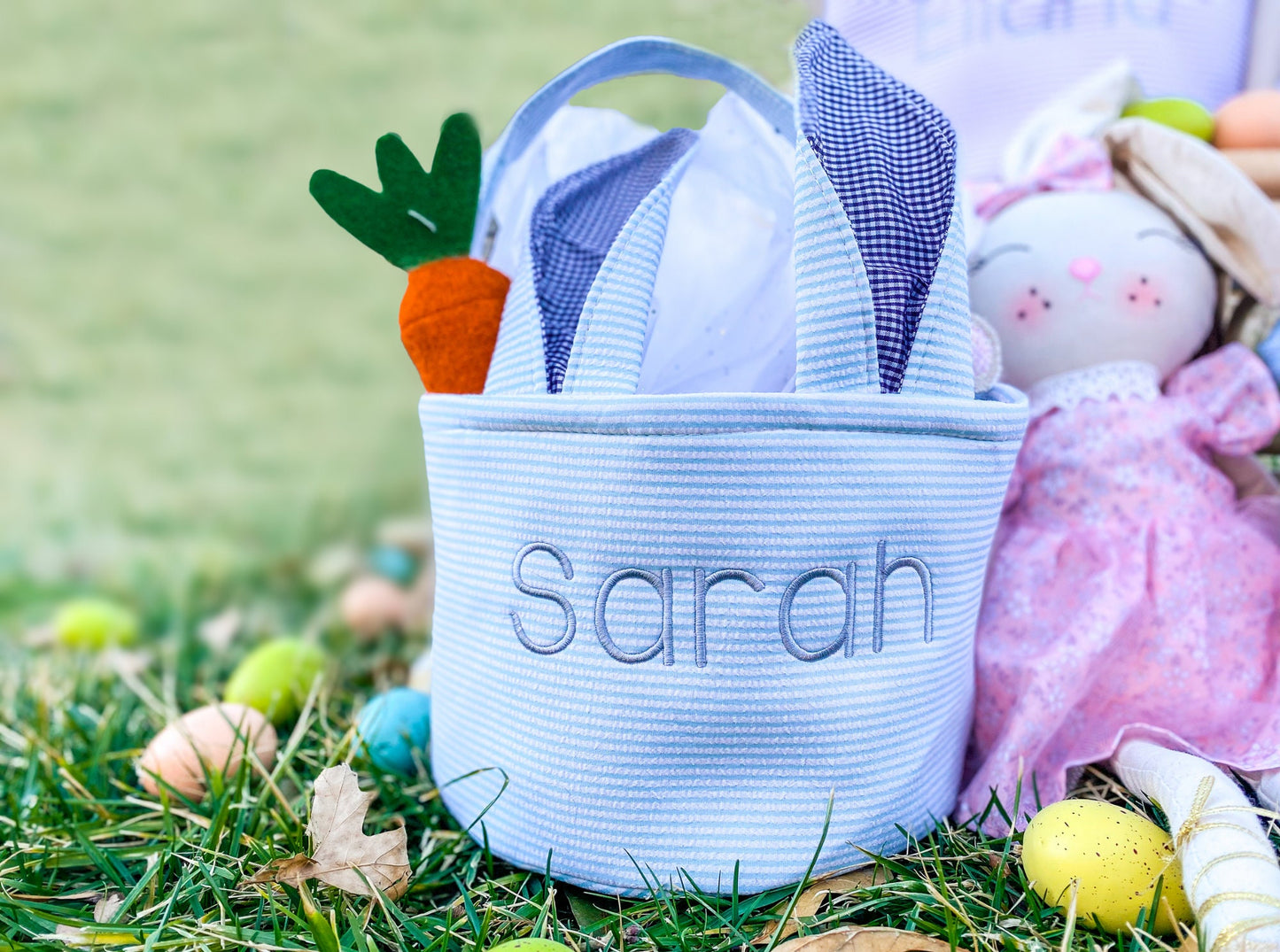 Easter Basket, Rabbit Ear, Custom Monogrammed, Personalized, Name, Bunny