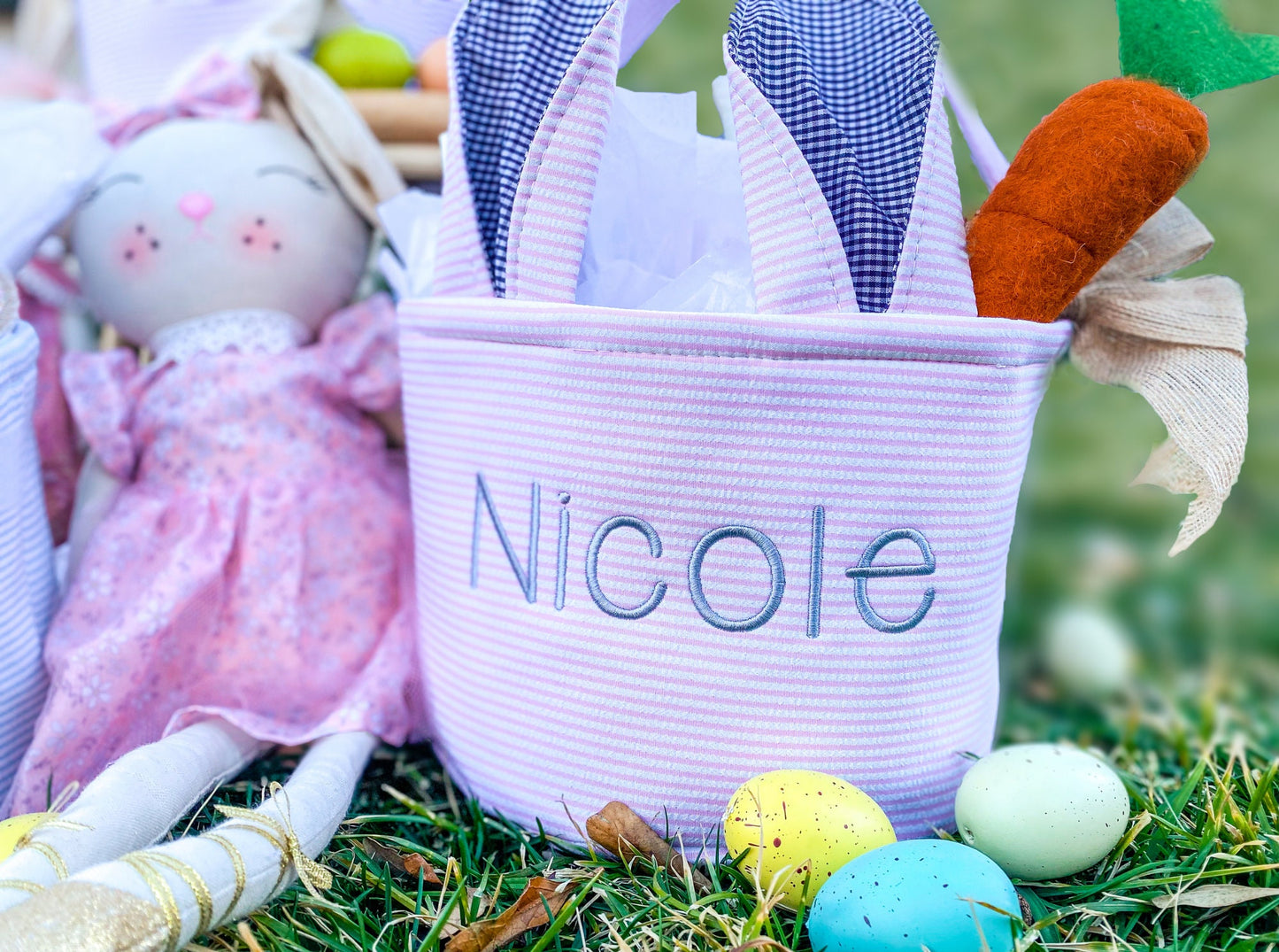 Easter Basket, Rabbit Ear, Custom Monogrammed, Personalized, Name, Bunny