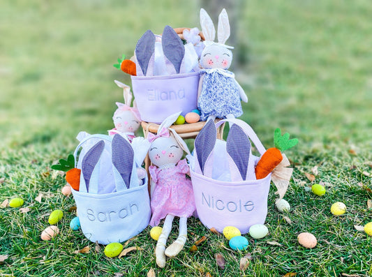 Easter Basket, Rabbit Ear, Custom Monogrammed, Personalized, Name, Bunny