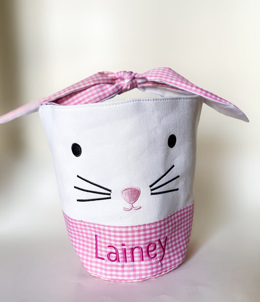 Easter Basket, Rabbit Ear, Custom Monogrammed, Personalized, Name, Bunny, Grossgrain
