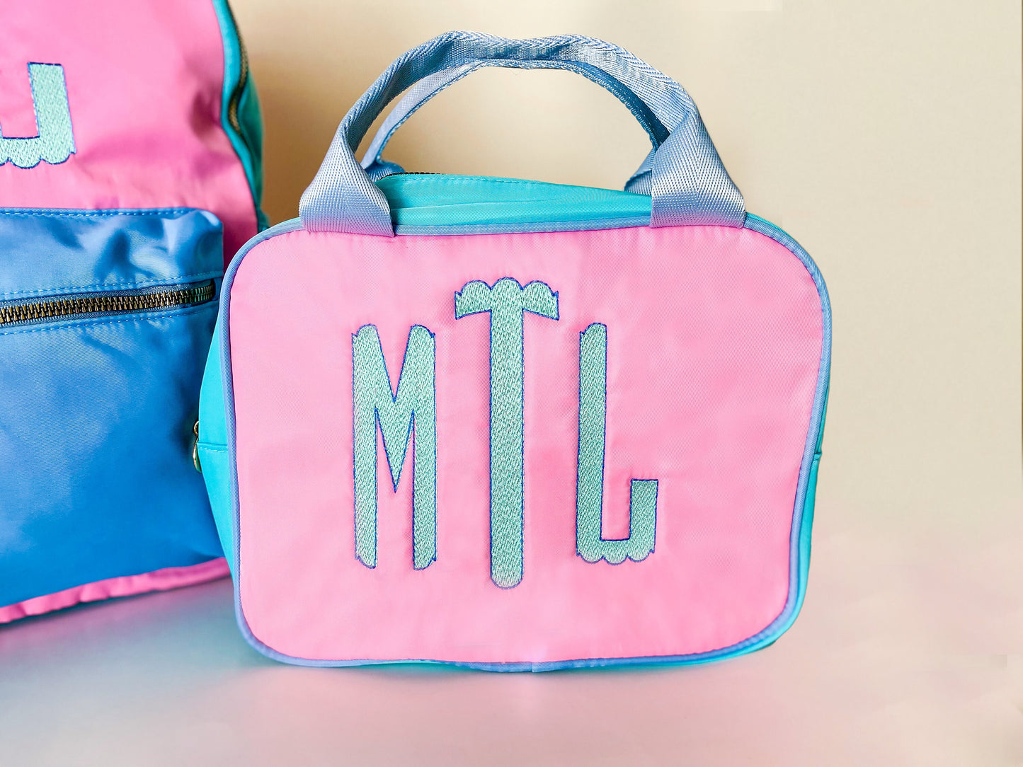 Color Patch Backpack With Matching Lunch Box
