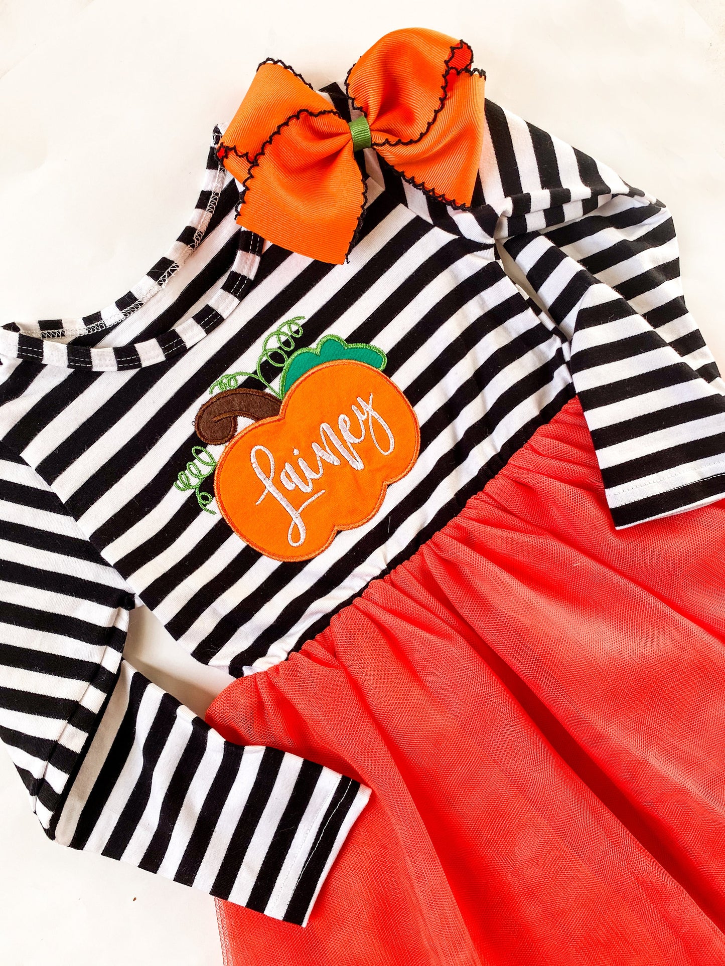 Girl's Monogrammed Pumpkin Tutu Dress