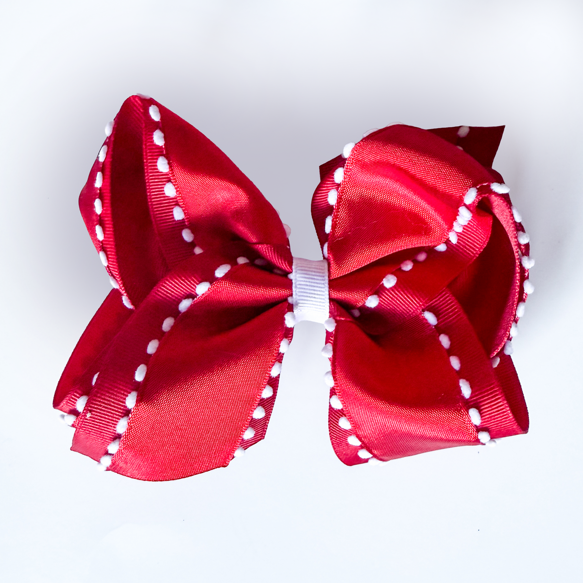 Red Pom Pom Trim Hairbow