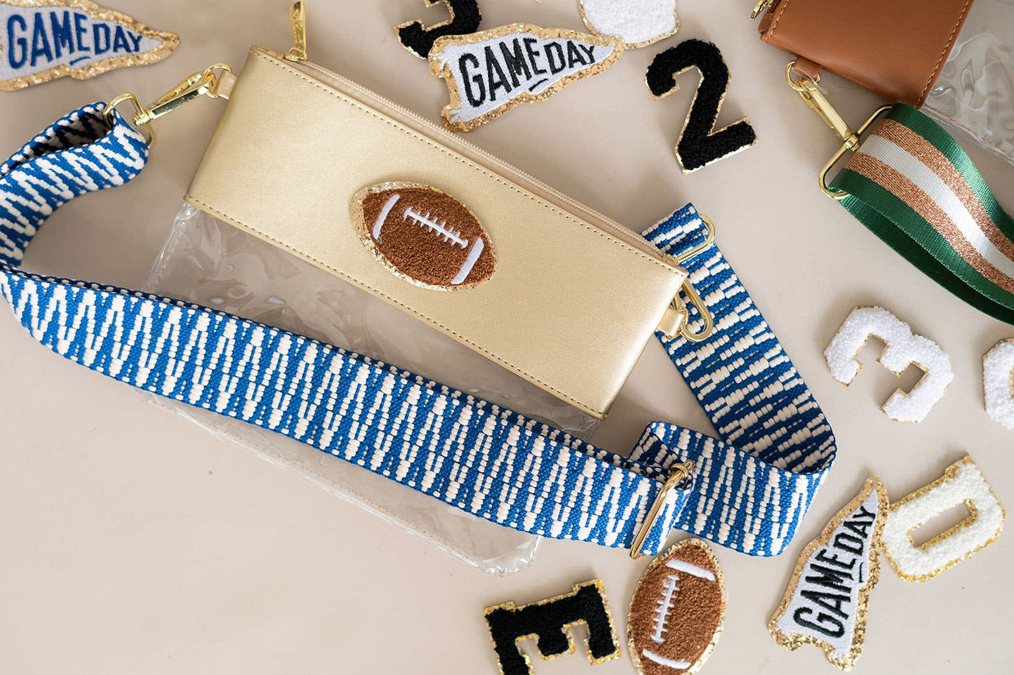 Royal Blue Textured Crossbody Strap