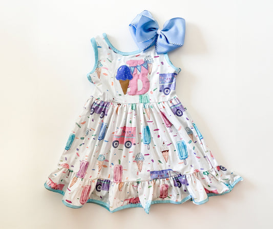 Girls Monogrammed Ice Cream Dress, Popsicle, Ice Cream Party, Birthday Dress, Summer Dress