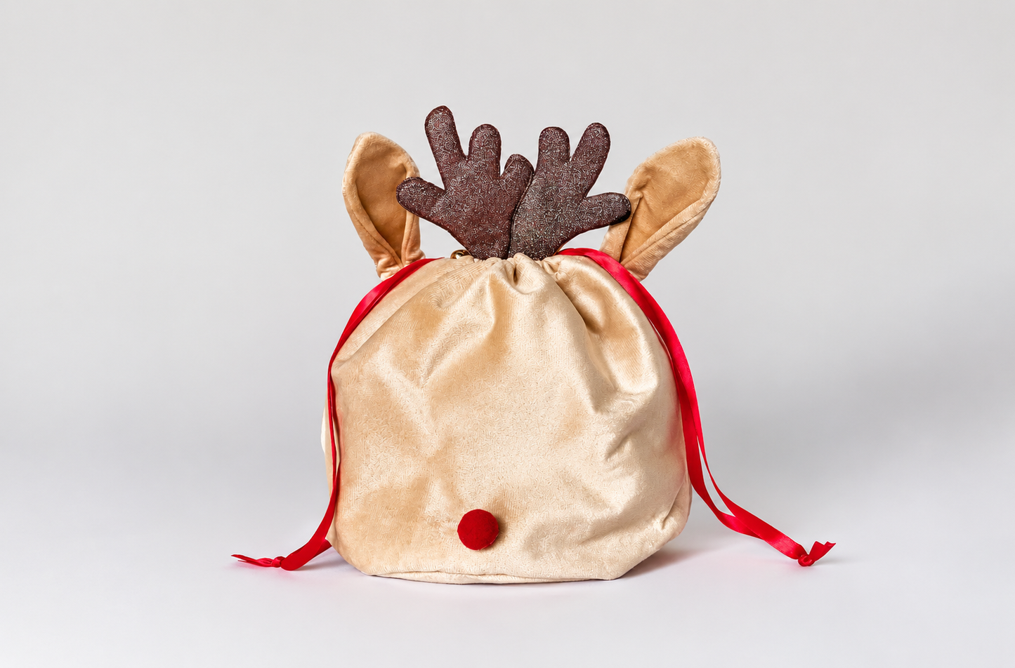 Velvet Reindeer Christmas Gift Sack