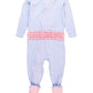 Baby Girls Bamboo Viscose Periwinkle & White Micro Stripe Footed Ruffle One Piece Pajama