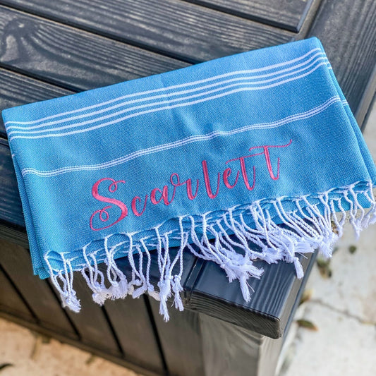 Monogrammed Turkish Beach Towel, Gift, Embroidered, Shower, Bridesmaid, Summer Beach Towel