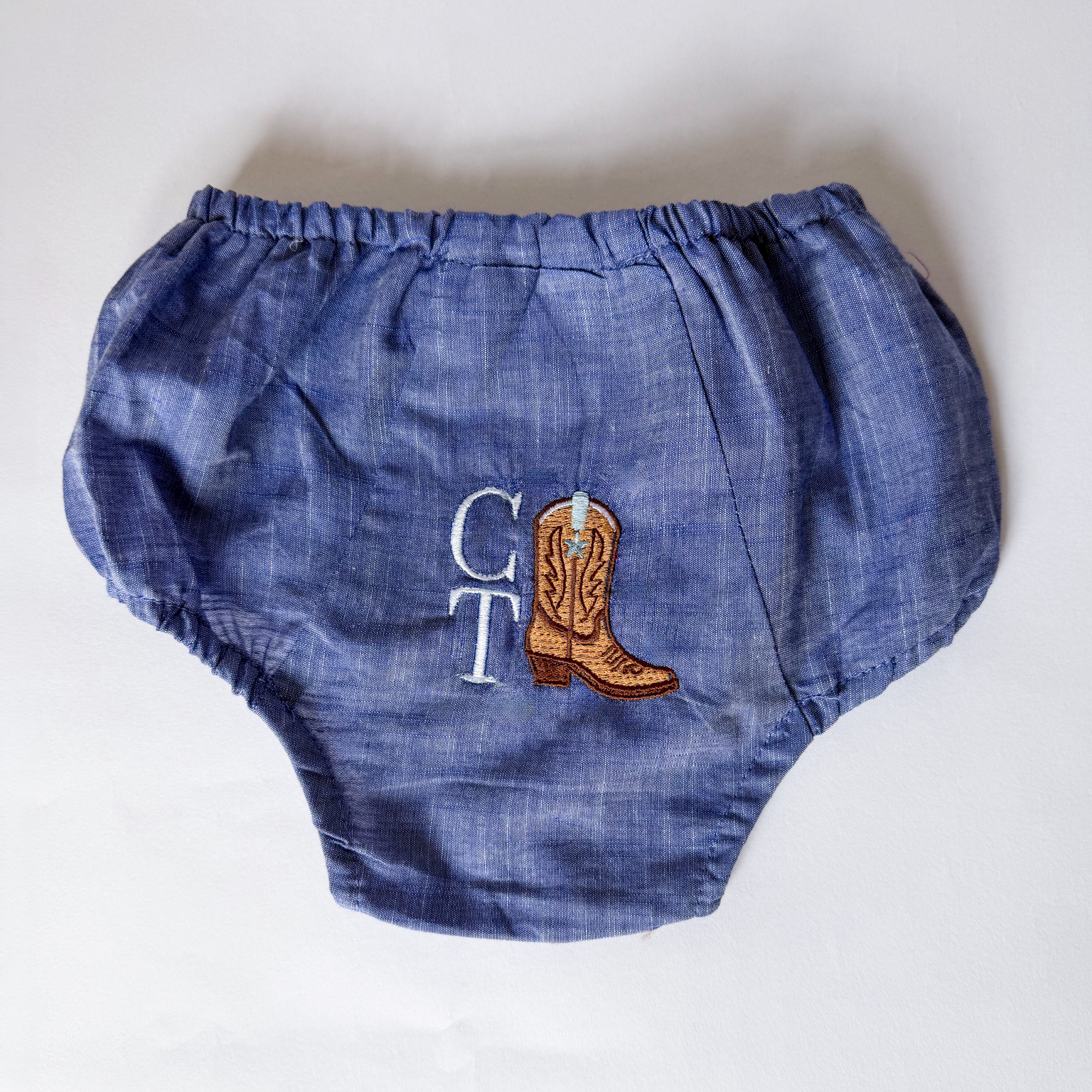 Baby Boy Little Cowboy Chambray Diaper Cover / Bloomers - Savannah Creations