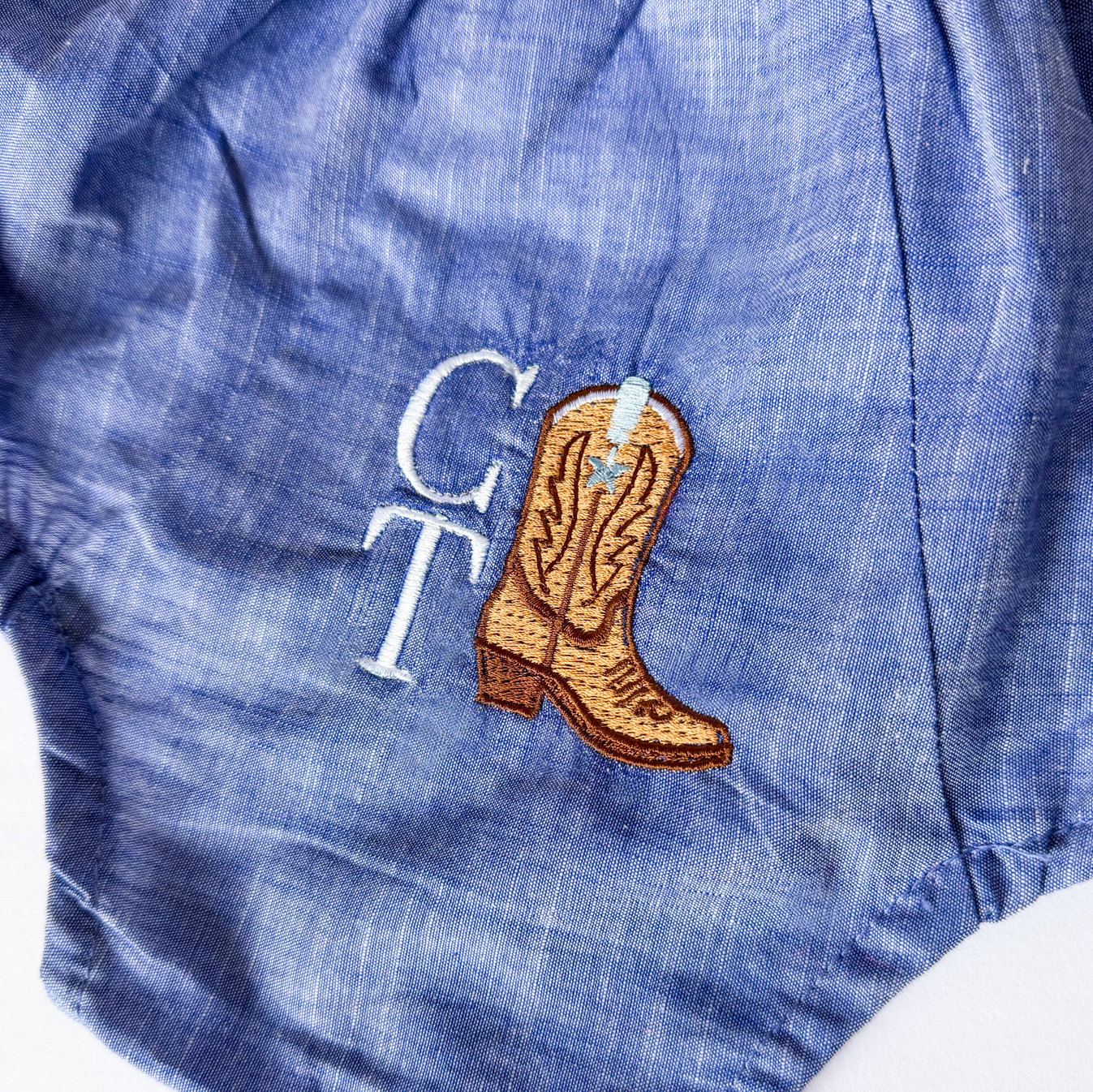 Baby Boy Little Cowboy Chambray Diaper Cover / Bloomers - Savannah Creations