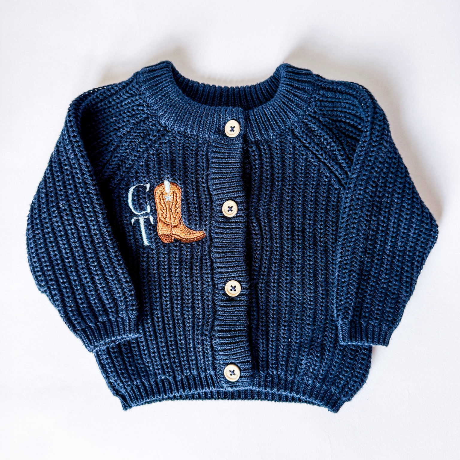 Baby Boy Little Cowboy Ribbed Cardigan - Savannah Creations