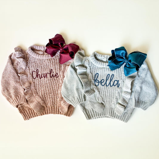 Baby Girl Monogrammed Chunky Sweater - Savannah Creations