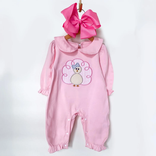 Baby Girl Thanksgiving Turkey Romper - Savannah Creations